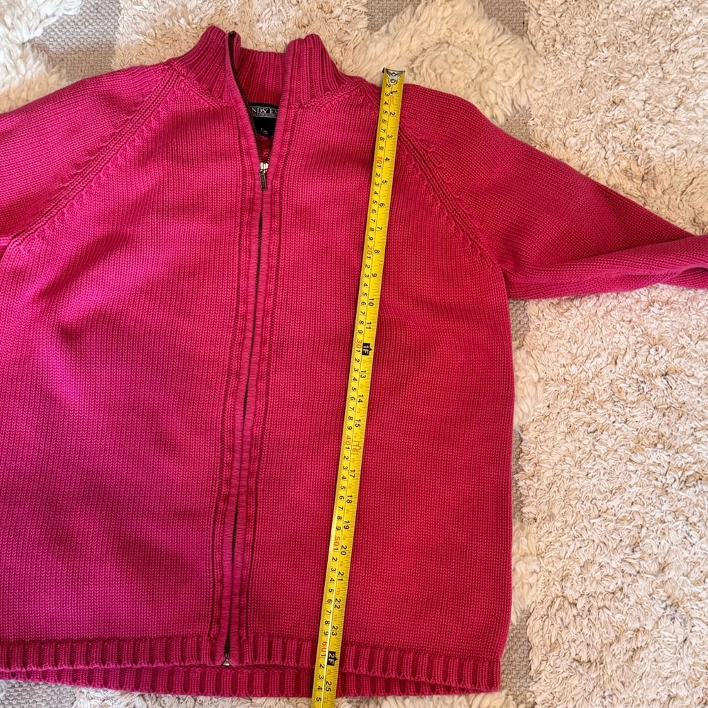 Lands’ End cotton Full Zip Sweater pink size large - Picture 7 of 8